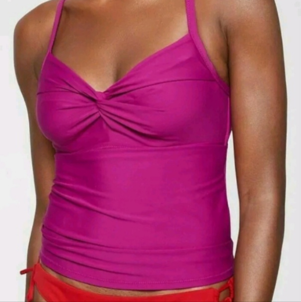 Athleta Twist Up Tankini Swim Top Size 34 B/C Pink Fuchsia Magenta NEW NWT